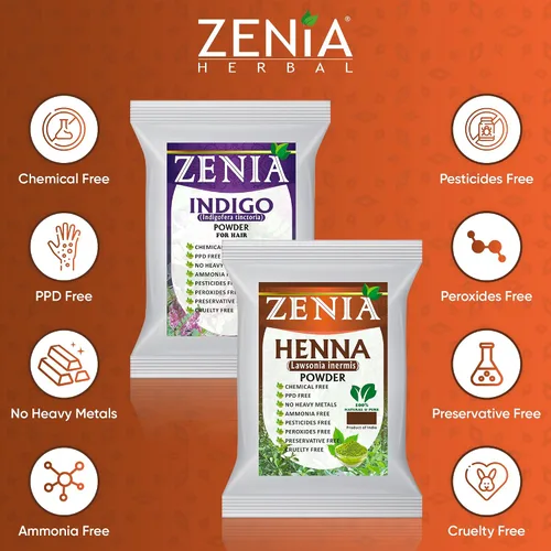 Miniatura 2 de Zenia Indigo Powder y 3.53 oz de henna paquete combinado de tinte para el cabello