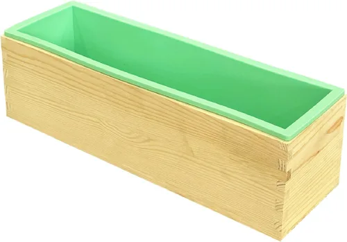 Miniatura 9 de Molde de Pan de Jabón de Silicona Rectangular Flexible con Caja de Madera para Suministros de Fabricación de Jabón de 42oz.. Morado