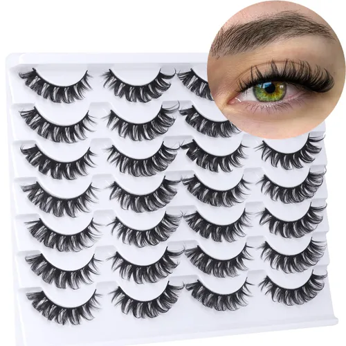 Miniatura 17 de Pestañas Postizas de Aspecto Natural Pestañas de Visón Sintético Wispy Pestañas de Ojo de Zorro que Parecen Extensiones Pestañas de Visón 3D