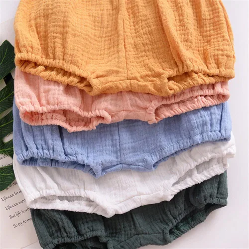 Miniatura 2 de LOOLY Baby Bloomers - Pantalones cortos unisex de mezcla de lino y algodón para bebés y niñas