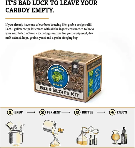 Miniatura 5 de Kit de recetas Craft A Brew - Recarga de IPA de lúpulo único - 1 galón - Ingredientes para elaboración de cerveza en casa IPA de salto único
