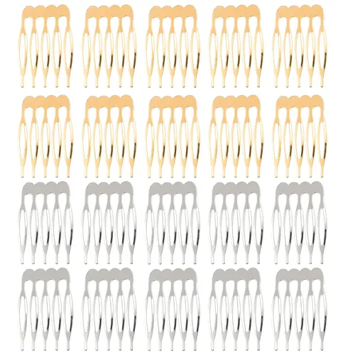 20 peines pequeños de metal pequeños para mujeres y niñas, peines deslizantes de alambre en blanco liso para clips de torsión y manualidades