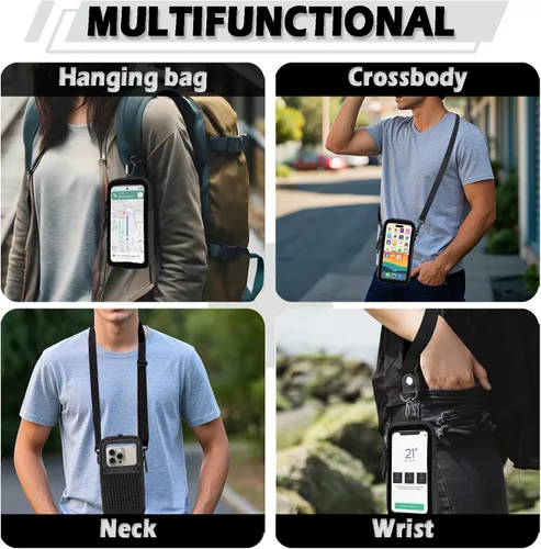 Miniatura 7 de Prime Comfort Funda para teléfono celular con correa cruzada ajustable y correa para la muñeca, bolsa transparente para teléfono celular compatible