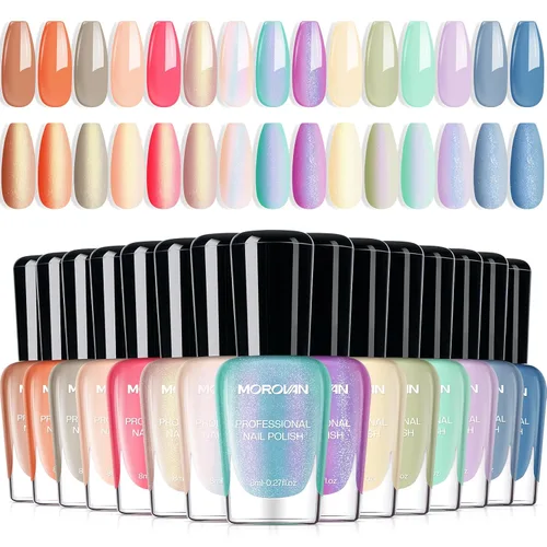 Miniatura 17 de Morovan Juego de 15 esmaltes de uñas de larga duración de secado rápido de 0.27 onzas de color brillante para mujer