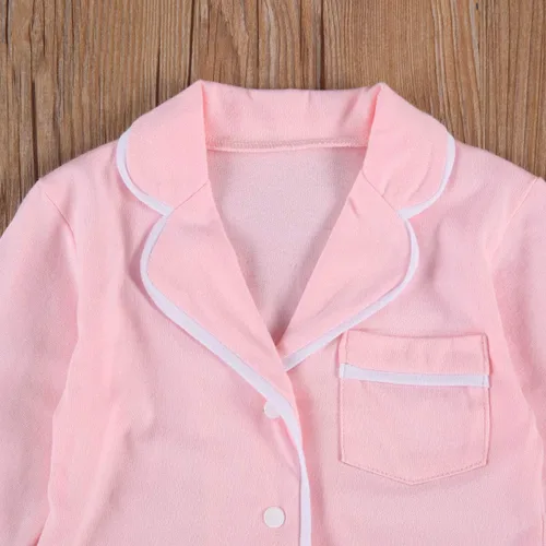 Miniatura 95 de Conjunto de pijama de manga larga con botones para niña pequeña, conjunto de ropa de dormir
