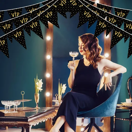Miniatura 7 de Faccito Banderines VIP de 49 pies, decoraciones de noche de película, banderines triangulares para fiesta VIP, banderines nocturnos de película