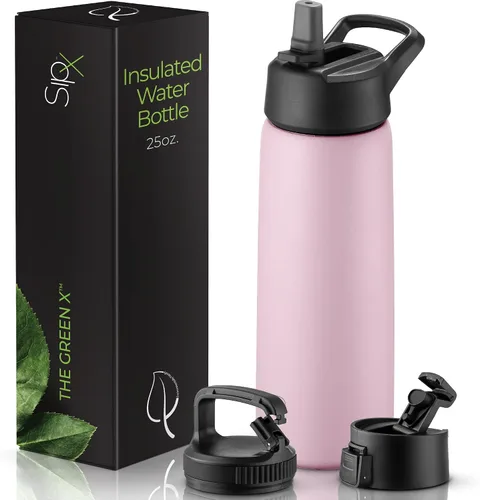 Miniatura 28 de SIPX™ Botella de Agua Aislada de 18 oz con 3 Tapas – Acero Inoxidable a Prueba de Fugas, Triple Aislamiento – Frío 24 Horas/Caliente 12 Horas