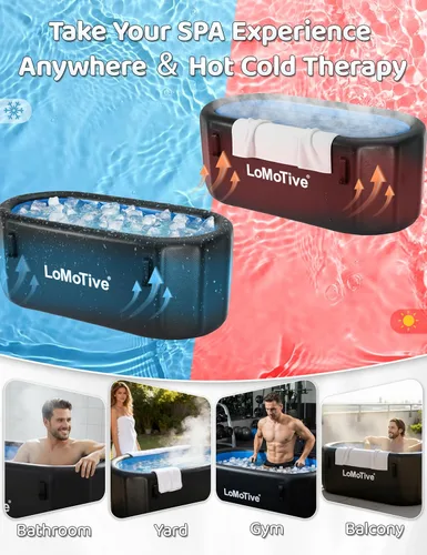 Miniatura 8 de Bañera fría para baño de hielo y recuperación, bañera de hielo inflable de 59 pulgadas con tapa, tina de hielo portátil aislada de 3.9 in de grosor