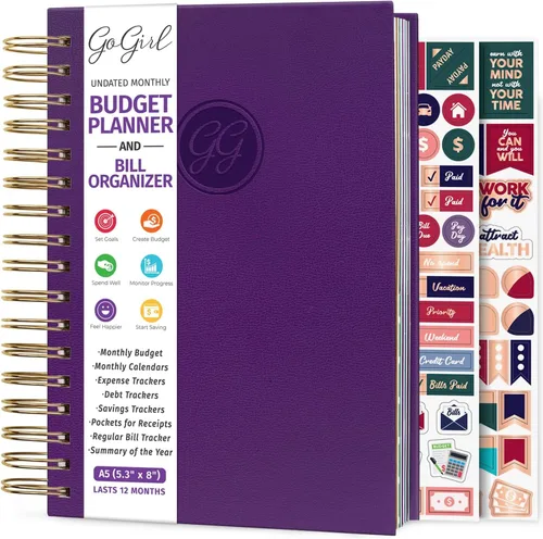 Miniatura 8 de GoGirl Planificador de presupuesto y organizador mensual de facturas, libro financiero mensual con bolsillos. Cuaderno de seguimiento de gastos