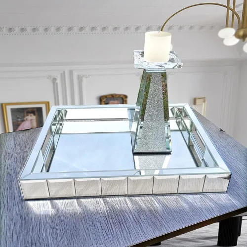 Miniatura 5 de Wocred Bandeja de perfume, bandeja de tocador súper hermosa con asas, organizador de joyas, bandeja decorativa para tocador, mesa de café, otomana