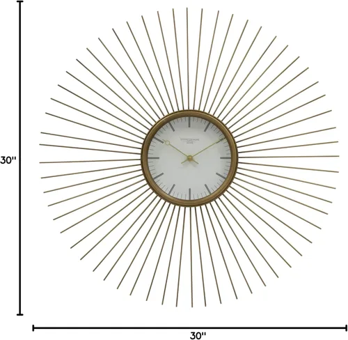 Miniatura 6 de Studio Designs Home Mod 73019 - Reloj de pared de metal retro con marcadores de hora y minutos, movimiento de cuarzo, latón dorado (73019)