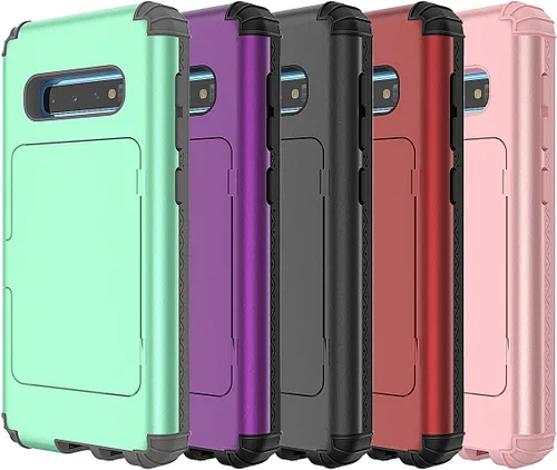 Miniatura 7 de WeLoveCase Funda tipo cartera para Galaxy S10 Defender con espejo oculto, tres capas a prueba de golpes, protección resistente, funda protectora