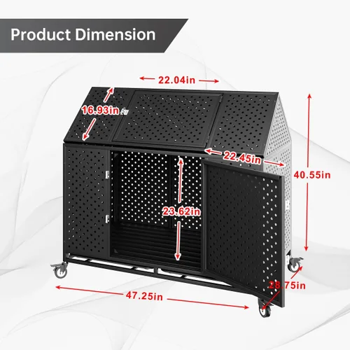 Miniatura 2 de 48" Jaula para Perros de Alta Resistencia Jaula Grande de Metal Fuerte para Perros Grandes con Parte Superior Abierta con 2 Puertas 4 Ruedas