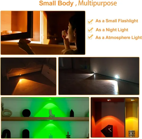Miniatura 3 de Luces de gabinete con sensor de movimiento, luz nocturna, efectos de luz de atardecer, batería li, recargable, 3 temperaturas de color, instalación