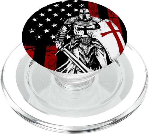Miniatura 7 de Knight Templario Bandera Americana PopSockets Swappable PopGrip