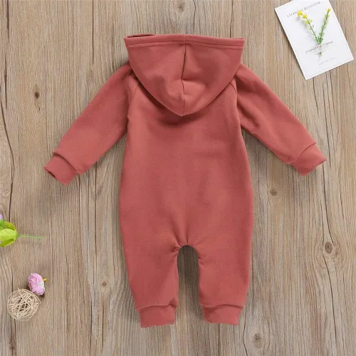 Miniatura 3 de FYBITBO Mameluco con capucha y cremallera para bebés, niños y niñas, mameluco de manga larga para otoño e invierno, ropa cálida