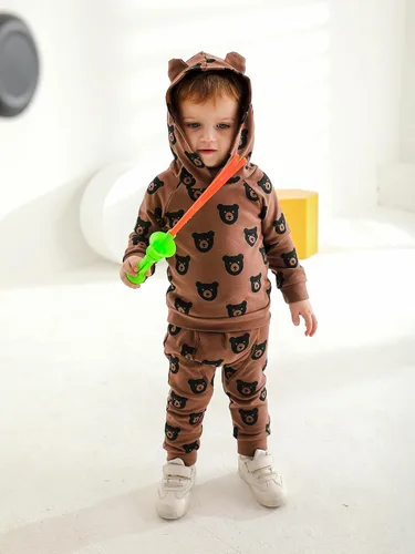 Miniatura 28 de Ropa de bebé niño niño manga larga con estampado de oso + pantalones deportivos