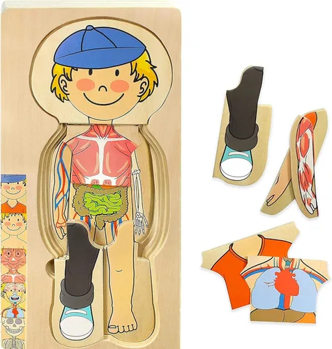 Miniatura 8 de Kidzlane Rompecabezas de Madera de 29 Piezas para Niños Pequeños y Niños - Juego de Rompecabezas de Anatomía de Niño - Rompecabezas de Anatomía