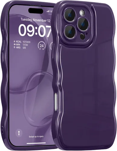 Miniatura 12 de FABSPARK - Funda para iPhone 11, diseño simple, marco ondulado, estética, silicona suave, color beige