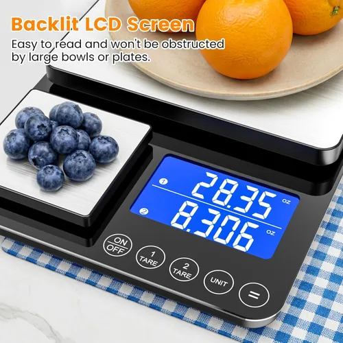 Miniatura 7 de KKZ 0.001oz/33lb Kitchen Scale, Dual Platform Food Scale Grams and Ounces for Weight Loss Baking Cooking Meal Prep Sourdough Bread, Stainless Steel