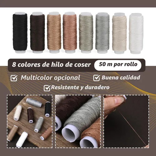 Miniatura 5 de BAGERLA Kit de costura de reparación de tapicería, kit de costura resistente con herramientas de punzón, desgarrador de costura, agujas de costura a