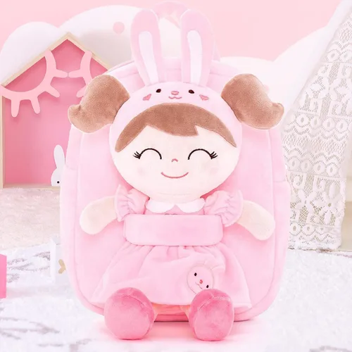 Miniatura 7 de Gloveleya Mochila de peluche para niños pequeños con juguetes de conejo de peluche, rosa