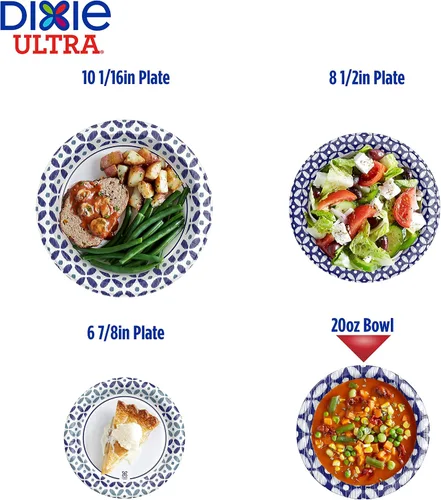 Miniatura 3 de Dixie Ultra® Cuencos de papel desechables, 20 onzas, cuencos desechables impresos tamaño cena, 56 unidades (1 paquete de 56 cuencos)