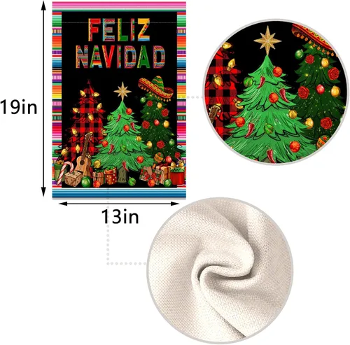 Miniatura 3 de Nepnuser Decoración de Navidad mexicana de Feliz Navidad, bandera de jardín de Navidad, fiesta de invierno, fiesta de doble cara, letrero de patio