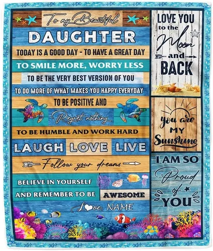 Miniatura 19 de Manta personalizada con texto en inglés «To My Amazing Daughter from Mom Dad Lion Never Forget I Love You Daughter», manta de forro polar
