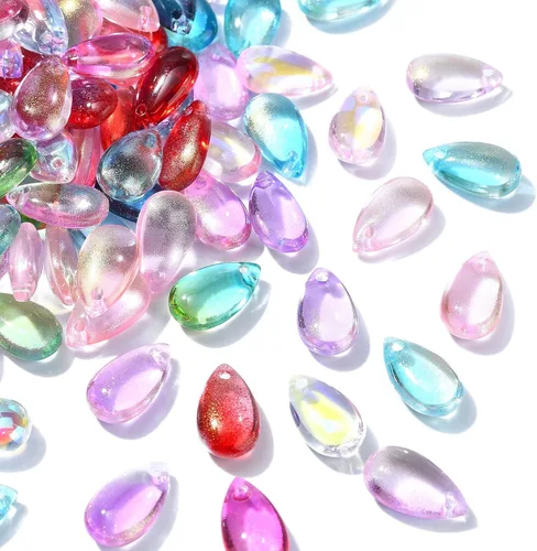 Miniatura 8 de Ipotkitt 200 dijes de cristal transparente de color aleatorio con forma de lágrima, cuentas perforadas para manualidades, aretes, collares, pulseras