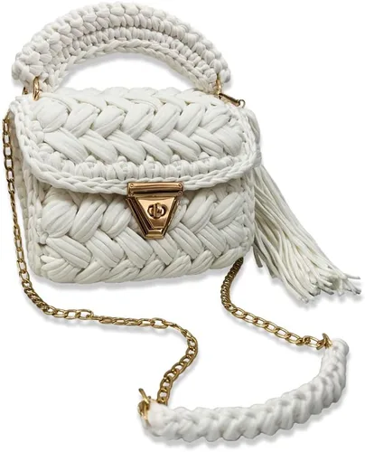 Miniatura 6 de CHQEL Bolso de noche tipo clutch para mujer, bolso de fiesta de boda hecho a mano con crochet, pequeño bolso cruzado formal con solapa para la noche