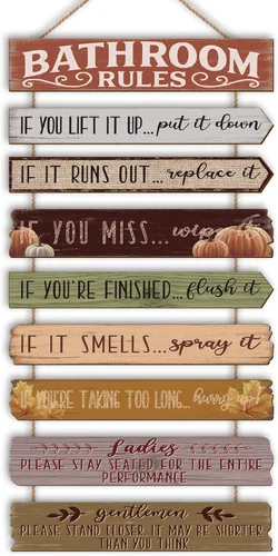 Miniatura 19 de Decoración de pared de baño, letreros divertidos para baño, reglas de baño, imágenes, decoración de pared rústica, decoración de inodoro, letrero