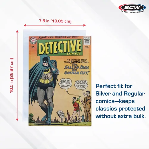Miniatura 3 de BCW Silver Age Comic Mylar - Bolsas de archivo de 4 milésimas de pulgada de grosor Bolsas de poliéster Mylar para cómics Se adapta a Silver Age