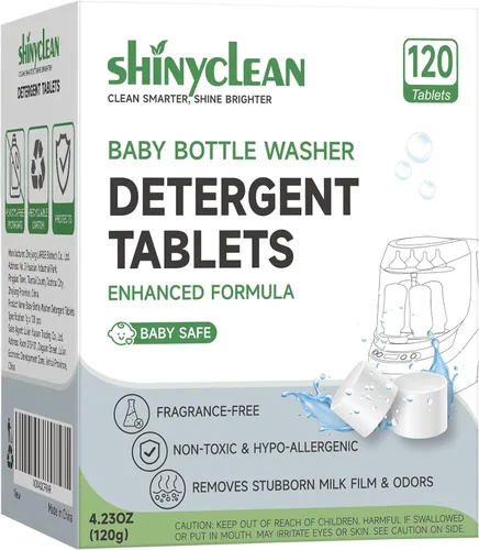 Miniatura 9 de Tabletas detergentes para lavadora de botellas, se adapta a todas las máquinas, 120 unidades Baby-safe, deep cleaning, chlorine & fragrance free