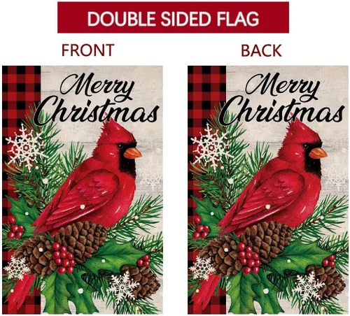 Miniatura 5 de BLKWHT Bandera de jardín de pájaros cardenales de Navidad de 12 x 18 pulgadas, vertical, doble cara, vacaciones de invierno, decoraciones