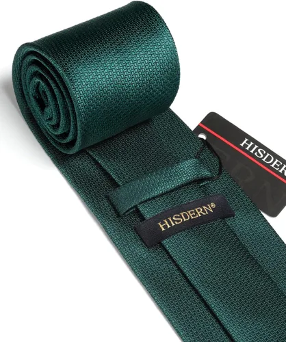 Miniatura 333 de HISDERN Conjunto de corbata a cuadros a cuadros pañuelo tejido clásico formal para hombre corbata y bolsillo cuadrado
