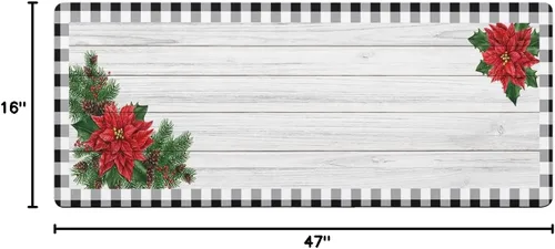 Miniatura 2 de Tapete de baño de flor de pascua de Navidad para bañera, antideslizante, de secado rápido y absorbente, de tierra de diatomeas, tapete de cocina