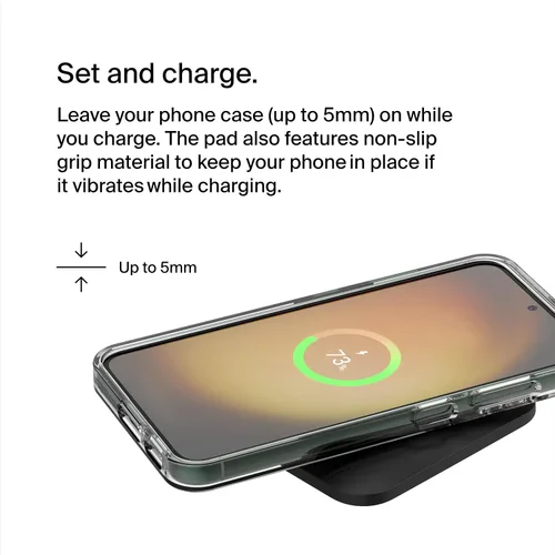 Miniatura 4 de Belkin Cargador inalámbrico de 15 W con certificación Qi, no magnético, fácil de alinear, almohadilla de carga inalámbrica rápida, cargador compacto