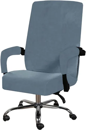 Miniatura 14 de Funda para silla de oficina con fundas para reposabrazos, funda elástica de terciopelo suave para silla de escritorio, fundas protectoras para silla