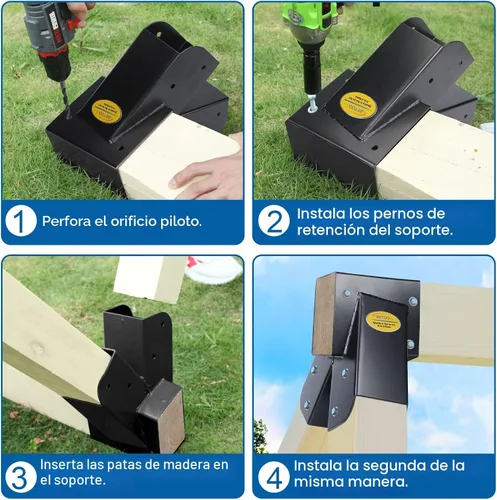 Miniatura 4 de BETOOL Soportes para Juego de Columpios - 2 piezas Soporte de Marco en A para Columpio con Todos los Accesorios de Montaje (Negro)