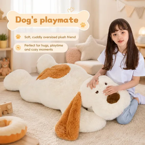 Miniatura 4 de MorisMos Animales de Peluche de Perro Gigante, Perro de Peluche Grande de 51 Pulgadas, Almohada Suave de Cachorro Grande, Regalos para Niños