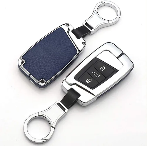 Miniatura 11 de SANRILY Funda de metal para llavero Volkswagen para Volkswagen para VW Tiguan 2016-2018 Magotan Passat B8 B7 Skoda Superb A7 Llavero remoto sin Negro