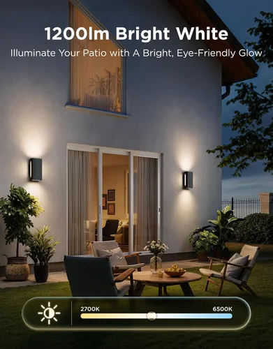 Miniatura 4 de Govee Luz de Pared Exterior Arriba-Abajo, 1 Paquete, 1200LM RGBICWW Luces Inteligentes para Porche Exterior con 64 Modos de Escena, Aplique de Pared