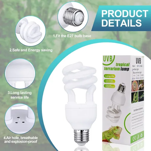 Miniatura 3 de Reginary 4 Uvb Reptile Light 10.0 13 W, Bombilla Uvb para Reptil para Desierto Tropical Sub Tropical Fluorescente Simulación Luz