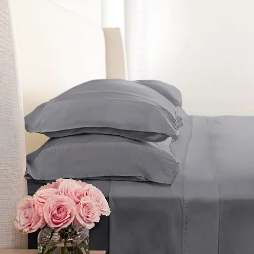 Miniatura 7 de KICKEE Sheet Set, 100% Viscose from Bamboo, Sateen Weave, Silky Soft Bedding for Heavenly Comfort, Best 300 Thread Count (Blue Suede, Queen)