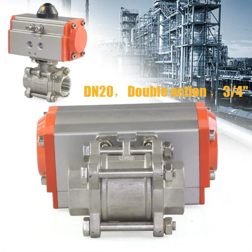 Miniatura 11 de Válvula de bola neumática de tres piezas del 1/2" de la sola acción DN15 retorno 0~1000 psi del aire para la elaboración de cerveza lechera