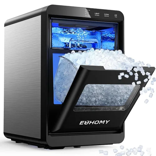 EUHOMY - Fabricador de hielo para encimera de pepitas, máquina de hielo de 40 libras/24 horas, autolimpieza, fabricador de hielo sónico de encimera
