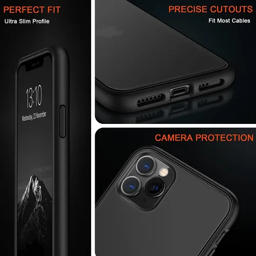 Miniatura 6 de TENDLIN Compatible con iPhone 11 Pro Funda translúcida mate con parte trasera dura de silicona suave cómoda (negro)