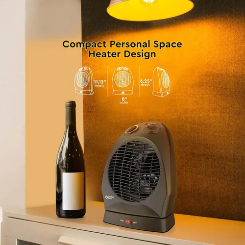 Miniatura 8 de Comfort Zone Calentador de espacio oscilante con termostato ajustable, de escritorio, ventilador forzado, portátil, sensor de sobrecalentamiento