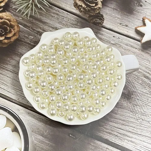 Miniatura 2 de 400 cuentas de perlas de satén de 0.315 pulgadas (0.315 in) redondas sueltas de plástico para hacer joyas, aretes, pulseras, collares, llaveros